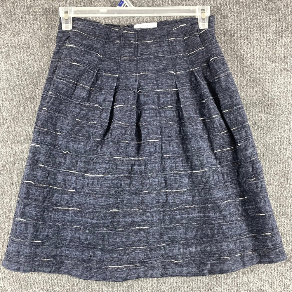Leggiadro Skirt Womens 2 Blue Textured Silk Lined Pleated Lined Short Luxury